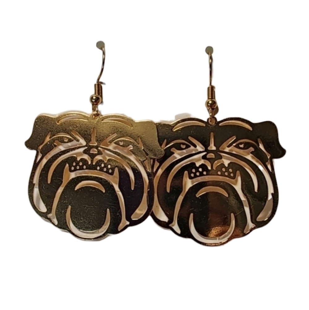 Goldtone Georgia Bulldogs Earrings 1.5 Inch Diameter